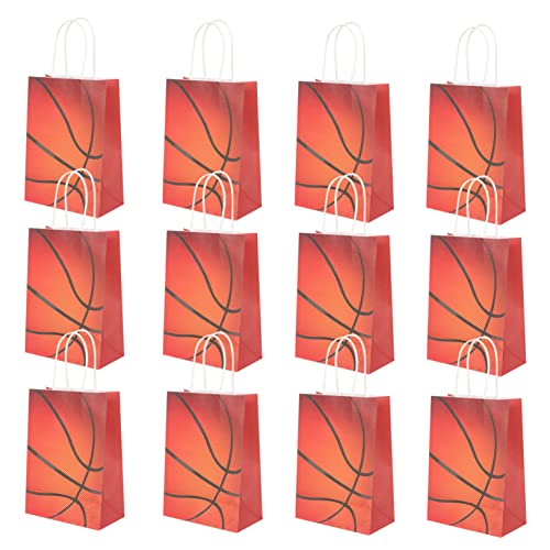 PRETYZOOM 12St Bonbontüten aus Kraftpapier Partytüten Entwässerungskorb Keksbehälter zum Verschenken Basketball-Süßigkeitsbeutel Basketball-Geschenkbeutel Drucken Papiertüte von PRETYZOOM