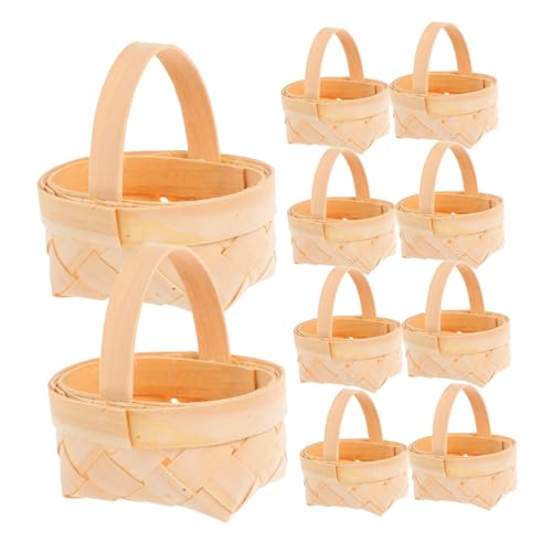 PRETYZOOM 14 Stück Miniatur-gewebekorb: Mini-aufbewahrungskorb Aus Holz Mit Henkel Für Gastgeschenke, Süßigkeiten Und Heimdekoration – Gastgeschenke Für Hochzeitsfeiern, von PRETYZOOM
