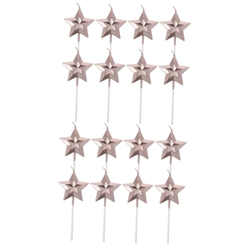 PRETYZOOM 16 Stk. Teiliges Stern Party Cake Toppers aus Umweltfreundlichem Paraffinwachs und Abs Geburtstagskerzen Roségold für Stilvolle Kuchen und Hochzeitsdekoration von PRETYZOOM