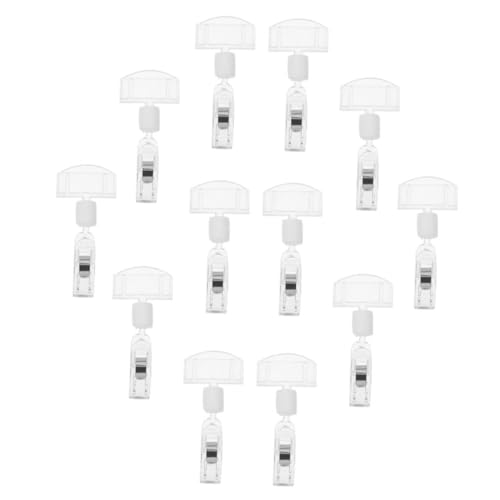 PRETYZOOM 16 Stück Werbeclip Zeichenclip Etiketten Anzeige Clip-Schilder Fan-Shop hängend Preisclips Einzelhandelsbedarf Namensschild-Clips Preisschildständer Abs Transparent von PRETYZOOM