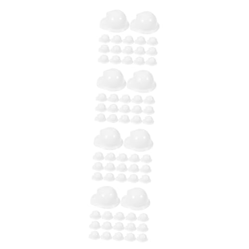 PRETYZOOM 160 Stk Mini-Bauhut Schutzhelm puppen zubehör kreativer Minihelm Miniaturpuppen Puppenhelm Helm für Minipuppe Kuchen Zylinder der Vogel Kleine Puppe Kind Partyhut Plastik Weiß von PRETYZOOM