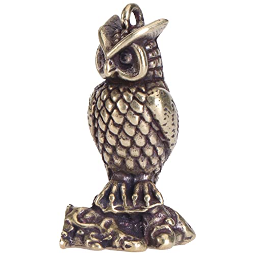 PRETYZOOM 1stk Eulenverzierung Mini-eulenskulptur Eulen-schlüsselanhänger Eule Tee Haustier Eulenstatue Wohnkultur Kleine Eulenstatue Eulen-schmuck-anhänger Sammelbare Eulenfigur Messing von PRETYZOOM