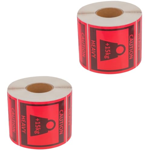 PRETYZOOM 2 Rollen Aufkleber für Übergewicht schwere Aufkleber Aufkleber-Etiketten Verpackung stickers aufkleber buisiness Etiketten für schwere Gegenstände Aufkleber für Umzugskartons rot von PRETYZOOM