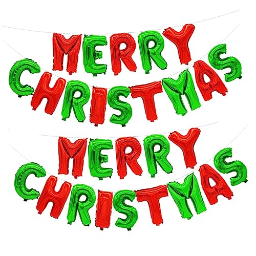 PRETYZOOM 16 Weihnachtsfolienballons „merry Christmas“ Mit Buchstabenbanner Von 32 Festlichen Aluminiumballons Zur Heimdekoration von PRETYZOOM