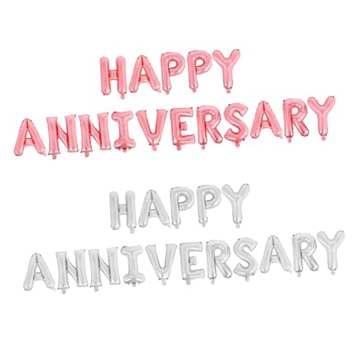 PRETYZOOM 2 Sätze Happy Anniversary Balloons Aluminiumfolie Hochzeit Dekoration Schnell Aufblasbar Romantische Party Luftballon Silber Roségold PRETYZOOM 2 Sätze Happy Anniversary Balloons Aluminiumfolie Hochzeit Dekoration Schnell Aufblasbar Romantische Party Luftballon Silber Roségold von PRETYZOOM