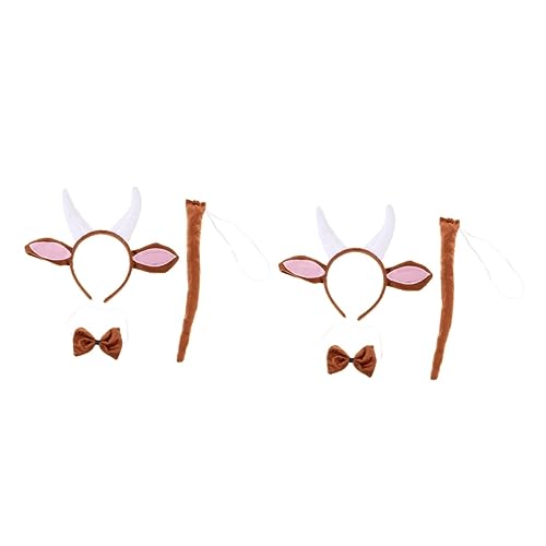 PRETYZOOM 2 Sätze Tierkostüm Set Ziegenhörner Stirnband mit Ohren und Stoffmaterial Verstellbar Bequem für Cosplay Geburtstag Festival Party Weihnachten Unisex Erwachsenen von PRETYZOOM