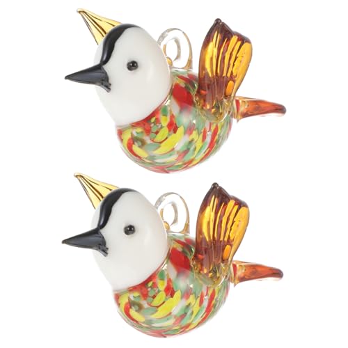 PRETYZOOM 2 Stück Buntglasornamente des Medaillondeckels Spinner Vogeldekor Vögel Vogelornamente Vogelstatue Käfig Hängender Vogelschmuck Fliegender Vogelanhänger von PRETYZOOM