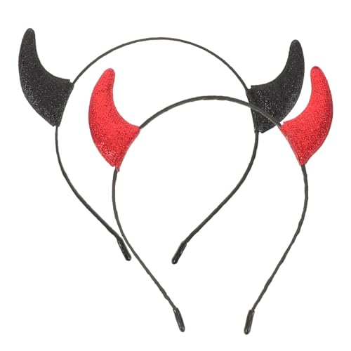 PRETYZOOM 2 Stück Halloween Haarreif Teufelshörner Glitzer Rot Schwarz Party Haarband Damen Herren Mädchen Karneval Kostüm Zubehör für Halloween-Party PRETYZOOM 2 Stück Halloween Haarreif Teufelshörner Glitzer Rot Schwarz Party Haarband Damen Herren Mädchen Karneval Kostüm Zubehör für Halloween-Party von PRETYZOOM