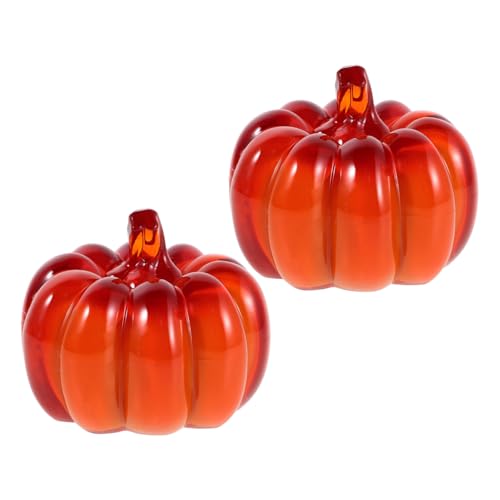 PRETYZOOM 2 Stück LED Kürbis Deko Leuchtende Halloween Jack O Lantern Tischdekoration für Regal und Kamin Kreative Herbstdekoration für Partys und Festlichkeiten von PRETYZOOM