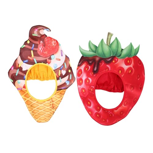 PRETYZOOM 2 Stück Lustiger Obsthut erdbeerförmige Kappe Foto -Requisitenhut Erdbeerhut verkleidet Kopfbedeckungskappe Plüsch Erdbeerdeckel Dekor Erdbeerhut Karneval lustiges Eiskostüm Vlies von PRETYZOOM