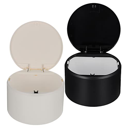 PRETYZOOM 2 Stück Mini Abfalleimer mit Deckel Druckabwurf Mülleimer für Schreibtisch Kreativer Papierkorb für Schlafzimmer Badezimmer und Küche Schwarz und Weiß von PRETYZOOM