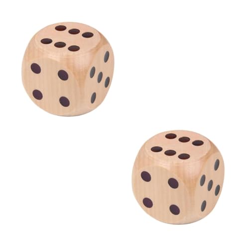 PRETYZOOM 2 Stück Natürliches Holzwürfel Spielwürfel mit Abgerundeten Ecken Ausgewogen und Langlebig Vielseitig für Brettspiele Partyspiele und Aktivitäten zu Hause im Pub oder Am Strand von PRETYZOOM