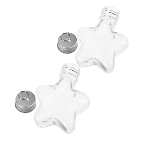 PRETYZOOM 2 Stück Sternförmige Kunststoff Flaschen mit Aluminium Schraubverschluss Transparente Befüllbare Wunschglaeser für DIY Sandkunst Kinderfreundliche Wiederverwendbare Party und von PRETYZOOM