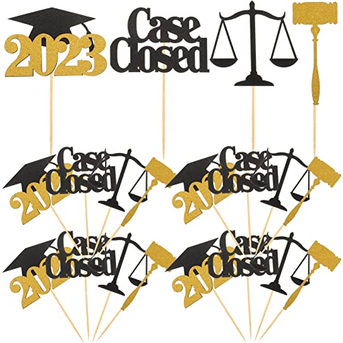 PRETYZOOM 24 Stück Anwalt Graduierung Cupcake Toppers 2023 Glitter Grad Cap Law School Kuchen Picks Für Graduierung Dekorationen von PRETYZOOM