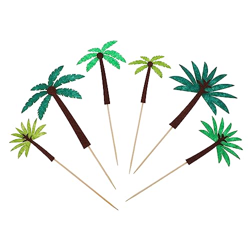 PRETYZOOM 24St Kokosnuss-Kuchen-Picks tropische Party Anlage Obstkuchen Pflanzendekor Tortenaufsatz mit hawaiianischem Thema Kuchen Topper Esstisch Dekorationen Palmblatt von PRETYZOOM