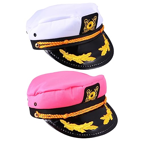 PRETYZOOM 2St Kapitänsmütze matrosen hut matrosenmützen fascinator hut faszinatore hut Rollenspiel-Hut Seemannsmützen Hüte für Frauen Hut Frauen Lüfter Sonnenhut Partykapitänshut Polyester von PRETYZOOM