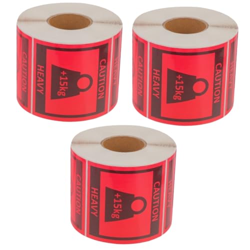 PRETYZOOM 3 Rollen Aufkleber für Übergewicht stickers aufkleber buisiness schwerer Aufkleber Etiketten Aufkleber schwere Aufkleber für den Umzug schwere Aufkleber für den Versand rot von PRETYZOOM