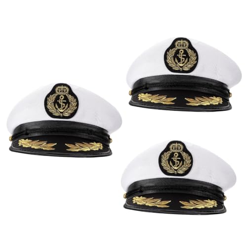 PRETYZOOM 3 Stck Admiral Kapitänsmütze Weiß Verstellbar Unisex Yacht Kostüm Matrosenhut Uniform PRETYZOOM 3 Stck Admiral Kapitänsmütze Weiß Verstellbar Unisex Yacht Kostüm Matrosenhut Uniform von PRETYZOOM