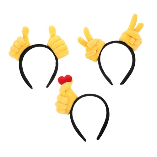 PRETYZOOM 3 Stück Teiliges Lustiges Handgesten Stirnband mit Daumen Victory und Herz Motiven Kreatives Party Accessoire für Halloween Weihnachten Geburtstage und Festtagsfeiern von PRETYZOOM