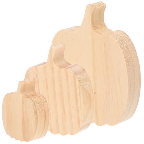 PRETYZOOM 3 x Halloween-Kürbis-Ausschnitte, unlackierte Kürbisform für Handwerk, Thanksgiving, Halloween, Kürbisblock, Tischschild, Ernte, Party, Tafelaufsatz von PRETYZOOM
