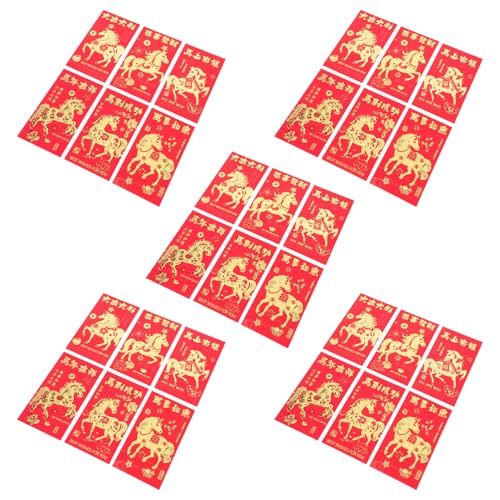 PRETYZOOM 30 Chinesische Rote Umschläge: Geprägtes Glücksgeldpaket Mit Pferdejahr-muster – Neujahrs-frühlingsfest Hong Bao Für Party von PRETYZOOM