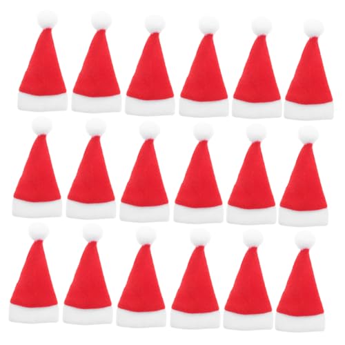 PRETYZOOM 30 Stück Teiliges Mini Weihnachtsmützen aus Samt Rote Santa Hüte mit Weißem Bommel Vielseitige Bestecktaschen-deko Flaschenhüllen und Party-accessoires für Festliche Weihnachtsdeko von PRETYZOOM