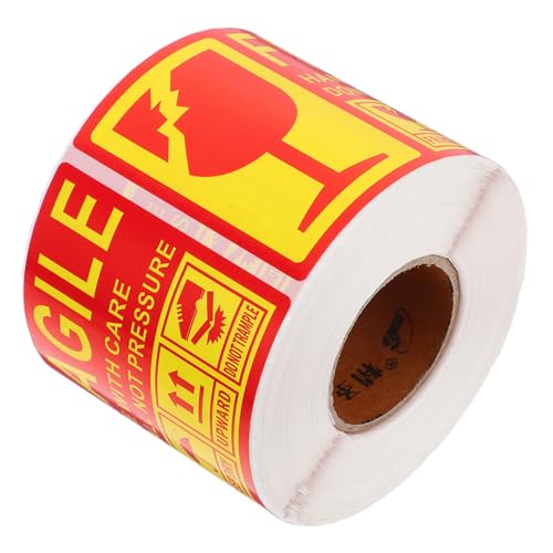 PRETYZOOM 300 Stück Fragile Logo-Aufkleber selbstklebende Warnaufkleber zerbrechliches Klebeband verpacken Verpackungsetiketten schwere Aufkleber für den Versand Warnscheiben Kupferplatte von PRETYZOOM