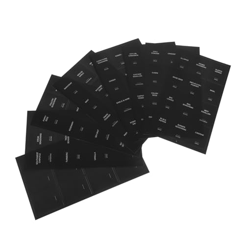 PRETYZOOM 32 Stück Aufkleber Für Gewürzflaschen Etiketten Für Gewürzaufkleber Gewürzetikett Küchenetiketten Für Behälter Etiketten Für Flaschen Synthetisches Papier Black von PRETYZOOM
