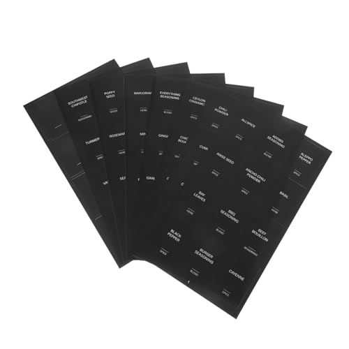 PRETYZOOM 32 Stück Aufkleber für Gewürzflaschen küchenetiketten wasserfeste aufkleber Gewürzglas-Speisekammeretiketten für Behälter Gewürzflaschenaufkleber synthetisches Papier Black von PRETYZOOM