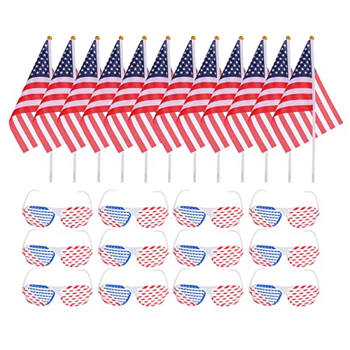 PRETYZOOM 36 Sets Brillen Mit Amerikanischer Flagge Krippendekor Mini Sonnenbrille Mit US Flagge Patriotische Fensterläden Schattierungsbrille Unabhängigkeitstagsflagge von PRETYZOOM