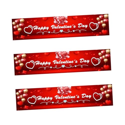 PRETYZOOM 3St Valentinstag-Banner hochzeitsdeko Valentinstag-Herz-Banner Herz-Dekor Wohnkultur Ornament einzigartige szene dekorative requisiten Ammern für Hochzeitsfeiern von PRETYZOOM