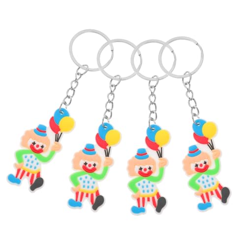 PRETYZOOM 4 Stück Clown-schlüsselanhänger Clownfigur Aus Kunststoff Rucksackanhänger Zirkus-karneval-partygeschenke Schlüsselanhänger Mit Pvc Kleiner Schlüsselanhänger Tasche Fräulein von PRETYZOOM