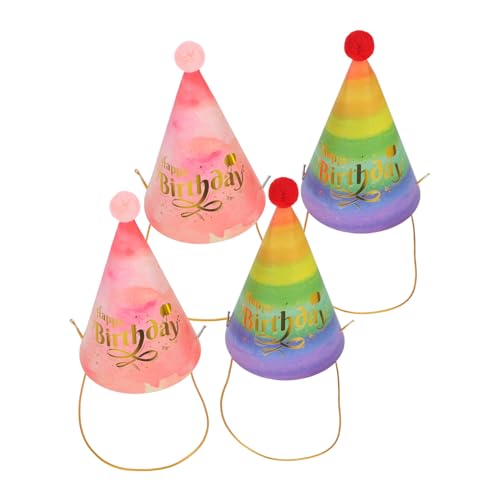 PRETYZOOM 4 Stück Regenbogen Papierhut Kleine Geburtstagshüte Geburtstagszubehör Party Kopfbedeckung Partyhüte Dekorativer Geburtstagshut Partygeschenke Geburtstagshüte Für von PRETYZOOM