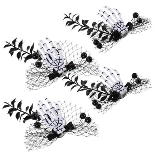 PRETYZOOM 4 Stück Teiliges Halloween Haarschmuck Gruseligen Skelett-hand Haarspangen und Spinnennetz-details Horror Zombie Haaraccessoires für Damen und Mädchen Vielseitig für Partys und von PRETYZOOM
