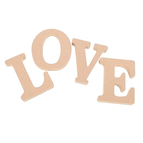 PRETYZOOM 4 Stück Teiliges Holz Deko O E Verschleißfeste Tischdekoration Kreative Diy Buchstaben Runde Kanten Langlebige Schreibtisch Dekoration für Party und Zuhause von PRETYZOOM