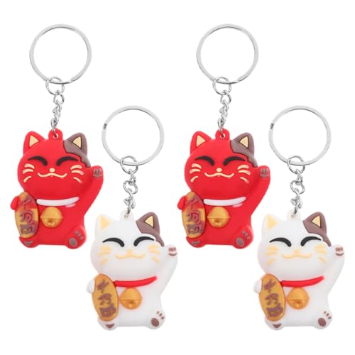 PRETYZOOM 4 Stück Teiliges Maneki Neko Schlüsselanhänger Weicher Bunter Chinesischer Glückskatze Anhänger Leichter Tragbarer Charme für Handtasche Rucksack Japanische Partydekoration PRETYZOOM 4 Stück Teiliges Maneki Neko Schlüsselanhänger Weicher Bunter Chinesischer Glückskatze Anhänger Leichter Tragbarer Charme für Handtasche Rucksack Japanische Partydekoration von PRETYZOOM