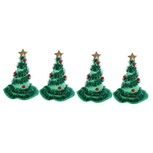 PRETYZOOM 4 Stück Weihnachtsbaummütze lustiger Partyhut Weihnachtsbaumhüte weihnachtsdeko Hut in Weihnachtsbaumform Weihnachtskopfschmuck Zylinder Vlies von PRETYZOOM