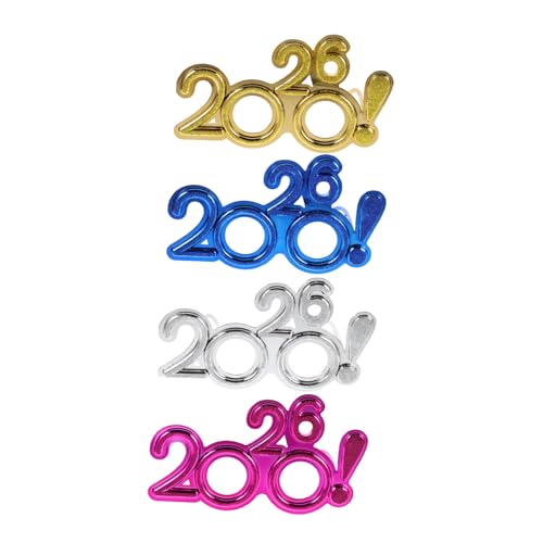 PRETYZOOM 4 Stück Year Eve Brillen aus Leichtem Kunststoff Bunte Party Deko für Karneval Familienfeiern und Langlebige und Lustige Silvesteraccessoires von PRETYZOOM