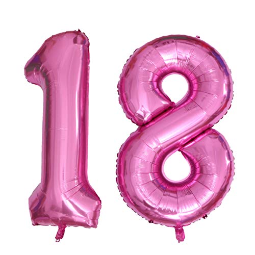 PRETYZOOM 40 Partyballons luftballons balloons gebutagsdeko Dekoration für große Veranstaltungen Folienballons 18 Zahlenballons Riesige 1 Ballons riesige 8 Ballons zahlen luftballon Rosa von PRETYZOOM