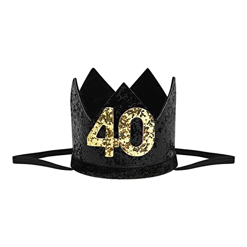 PRETYZOOM 40. Geburtstag Krone Schwarz Glitzer Geburtstag Kronenparty Stirnband für 40 Jahre Alte Geburtstagsfeier Dekorationen Geburtstagsfeier Hüte für Erwachsene PRETYZOOM 40. Geburtstag Krone Schwarz Glitzer Geburtstag Kronenparty Stirnband für 40 Jahre Alte Geburtstagsfeier Dekorationen Geburtstagsfeier Hüte für Erwachsene von PRETYZOOM