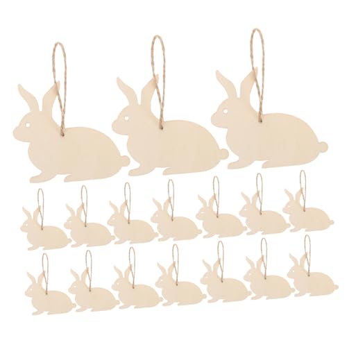 PRETYZOOM 40St Osterhasen-Anhänger Heimdekoration Toiletten-Kits Anhänger Hase Topfgriff-Sets Osterhasen Holzanhänger DIY Osterdeko Osteranhänger aus Holz Ostern Holzausschnitt hölzern Beige von PRETYZOOM
