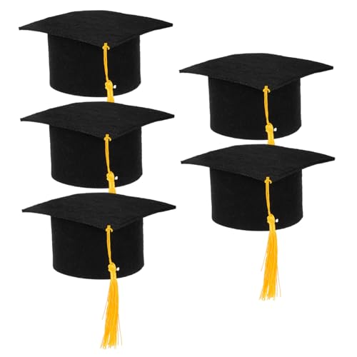 PRETYZOOM 5 Stück Filzstoffabschlusshut Produkte für die Abschlusssaison Abschlusshüte Kleine Graduationshüte Abschlussfeier Dekoration Kuchendeckel mit Graduierungskappe Abschluss Hut von PRETYZOOM