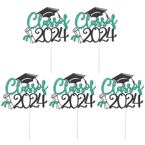 PRETYZOOM 5 Stück Klasse 2024 Cupcake-Topper Abschlussdiplom Abschlusskappe Kuchendeckel Abschluss-Cupcake-Dekoration von PRETYZOOM
