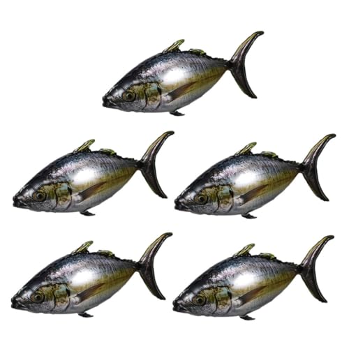 PRETYZOOM 5 Stück Teiliges Realistische Aufblasbare Thunfisch Ballons aus Aluminiumfolie Lebensechte Tierdeko für Strand Sommer und Geburtstagspartys von PRETYZOOM