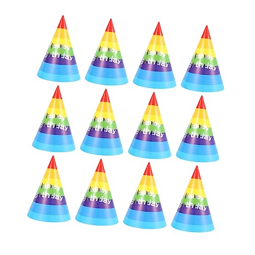 PRETYZOOM 50 Stück Geburtstag Tiara aus Papier alles zum geburtstag papierhut Regenbogen-Partyhut Hüte Geburtstagshut Geburtstagsparty-Kappe dreieckiger Hut Kind von PRETYZOOM