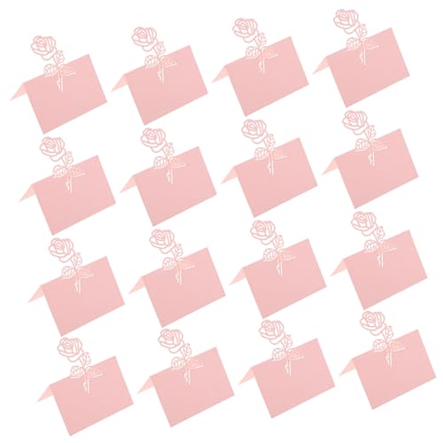 PRETYZOOM 50 Stück Teiliges Rosafarbene Hochzeit Tischkarten mit Rosenmuster Elegant Hohl Gestaltet Beschriftbare Namenskarten für Shower Buffet Festliche Sitzplatzzuweisung von PRETYZOOM