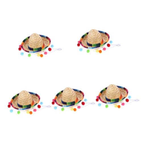 PRETYZOOM 5St kleiner Hut karnevals hut mexikanischer Hut mexikanische Hüte Mini-Hut-Hüte Sombrero-Hüte mexikanische partyhüte mit Vlies Hut mit Krempe Mexiko Partyhut Strickmütze Polyester von PRETYZOOM