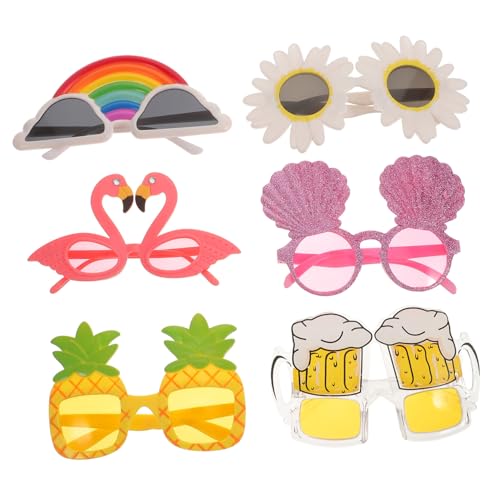 PRETYZOOM 6 Stück Lustige Hawaiianische Sonnenbrillen Kreative Strandbrillen für Partys Zufällige Designs für Geburtstagsfeiern Kostümpartys und von PRETYZOOM