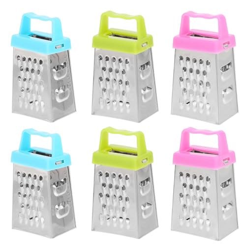 PRETYZOOM 6 Stück Mini-Käsereibe Klein Edelstahl Vierkantreibe Multifunktional Kastenreibe mit Griff für Schokolade Zitrone Muskat Käse, Ingwer, Gemüse von PRETYZOOM