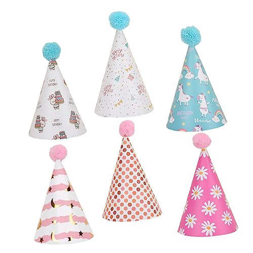 PRETYZOOM 6 Stück Pompom Geburtstagskegel Hüte aus Hochwertigem Bunte Partyhüte mit Pompons Festliche Geburtstagsmützen für Kindergeburtstag Kreatives Partyzubehör für Feier und Kostüm PRETYZOOM 6 Stück Pompom Geburtstagskegel Hüte aus Hochwertigem Bunte Partyhüte mit Pompons Festliche Geburtstagsmützen für Kindergeburtstag Kreatives Partyzubehör für Feier und Kostüm von PRETYZOOM